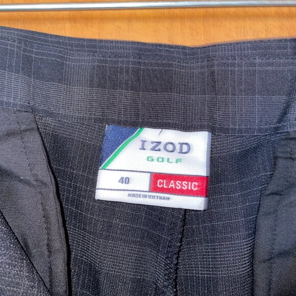Izod Golf Mens Classic Fit Plaid Shorts 40 Black/Gray Made In Vietnam - Picture 3 of 6
